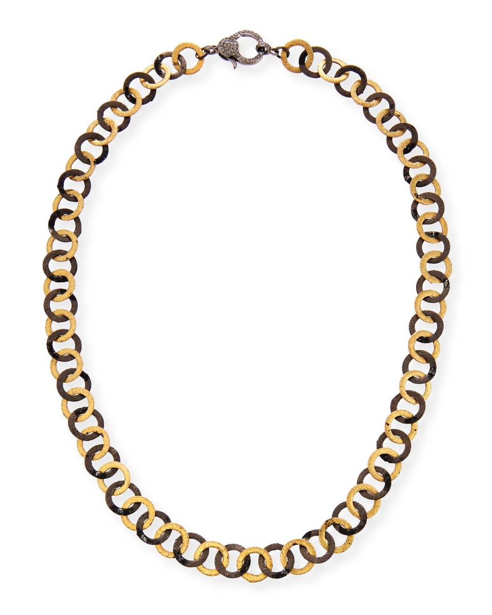 Two-Tone Chain Necklace with Diamond Clasp